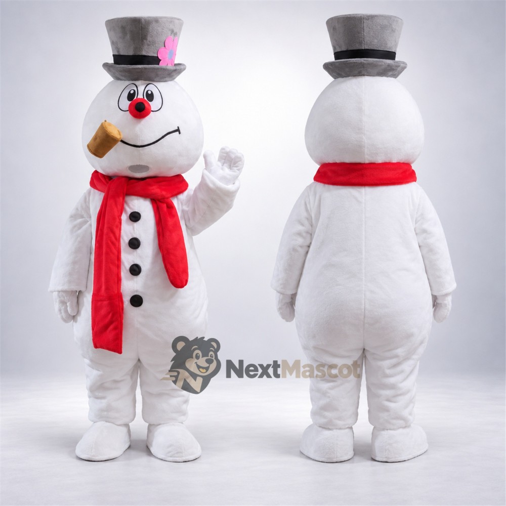 Snowman Mascot Costume - Silver Hat for Christmas Parades Snowman Mascot Costume - Silver Hat for Christmas Parades