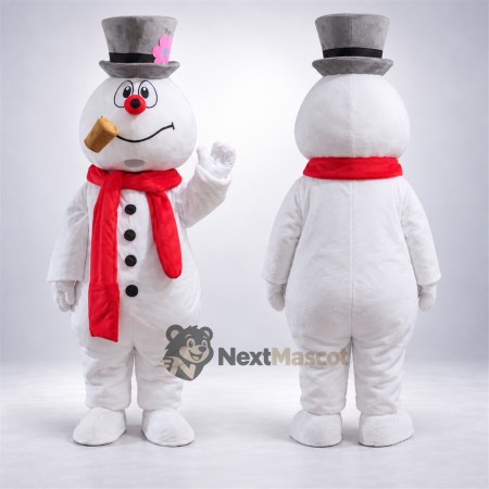 Snowman Mascot Costume - Silver Hat for Christmas Parades Snowman Mascot Costume - Silver Hat for Christmas Parades