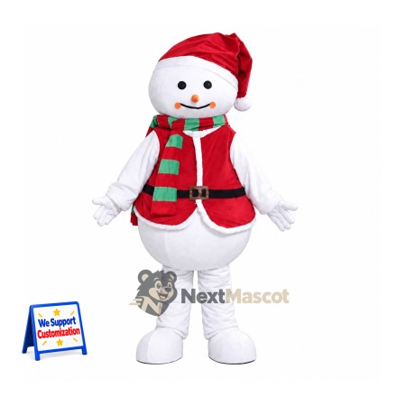 Snowman Mascot Costume - Red Vest for Christmas Parades Snowman Mascot Costume - Red Vest for Christmas Parades