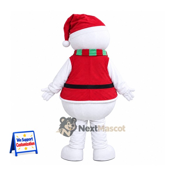 Snowman Mascot Costume - Red Vest for Christmas Parades Snowman Mascot Costume - Red Vest for Christmas Parades