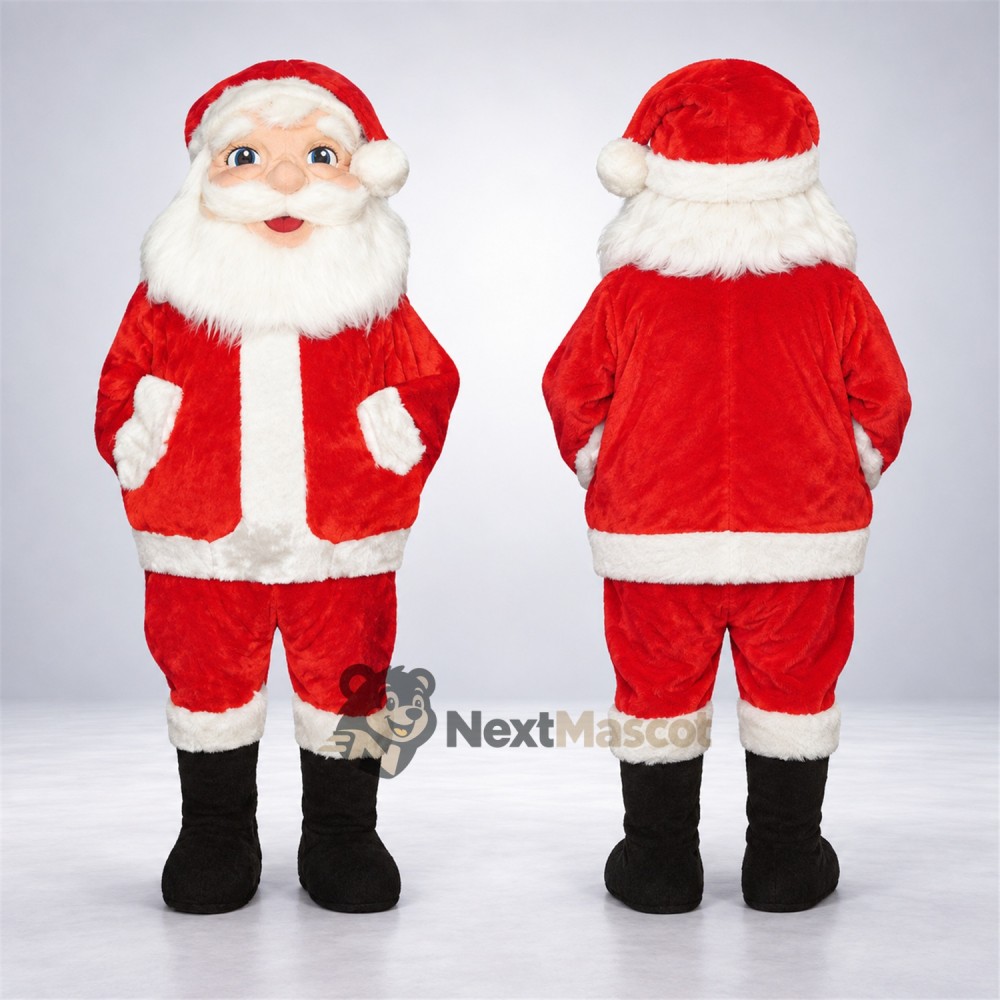 Santa Claus Mascot Costume - White Jacket Pockets Santa Claus Mascot Costume - White Jacket Pockets