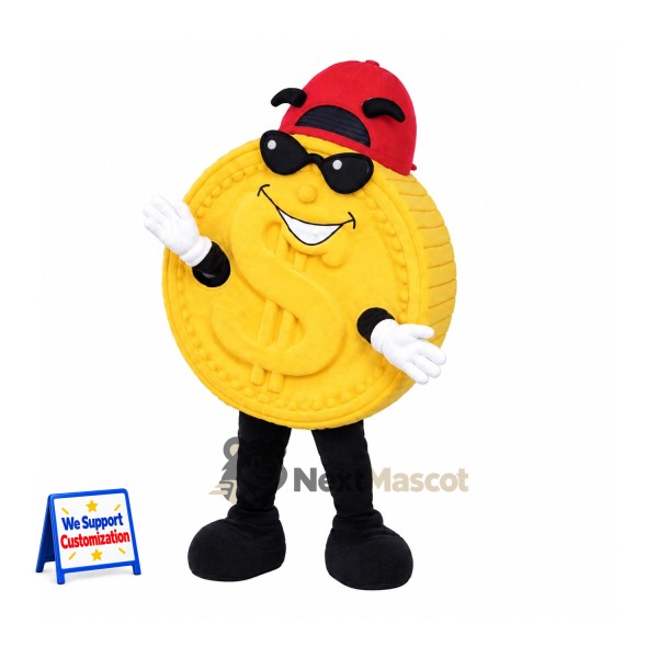 Coin Mascot Costume - Gold, Sunglasses for Parades