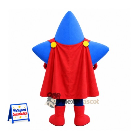 Star Mascot Costume - Blue, Superhero Style Star Mascot Costume - Blue, Superhero Style