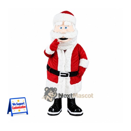 Santa Claus Mascot Costume - Black Shoes and White Beard
