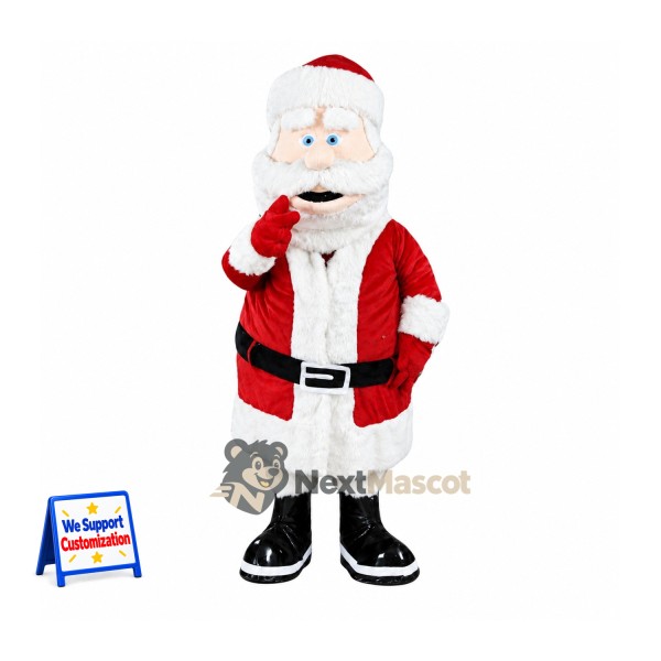Santa Claus Mascot Costume - Black Shoes and White Beard