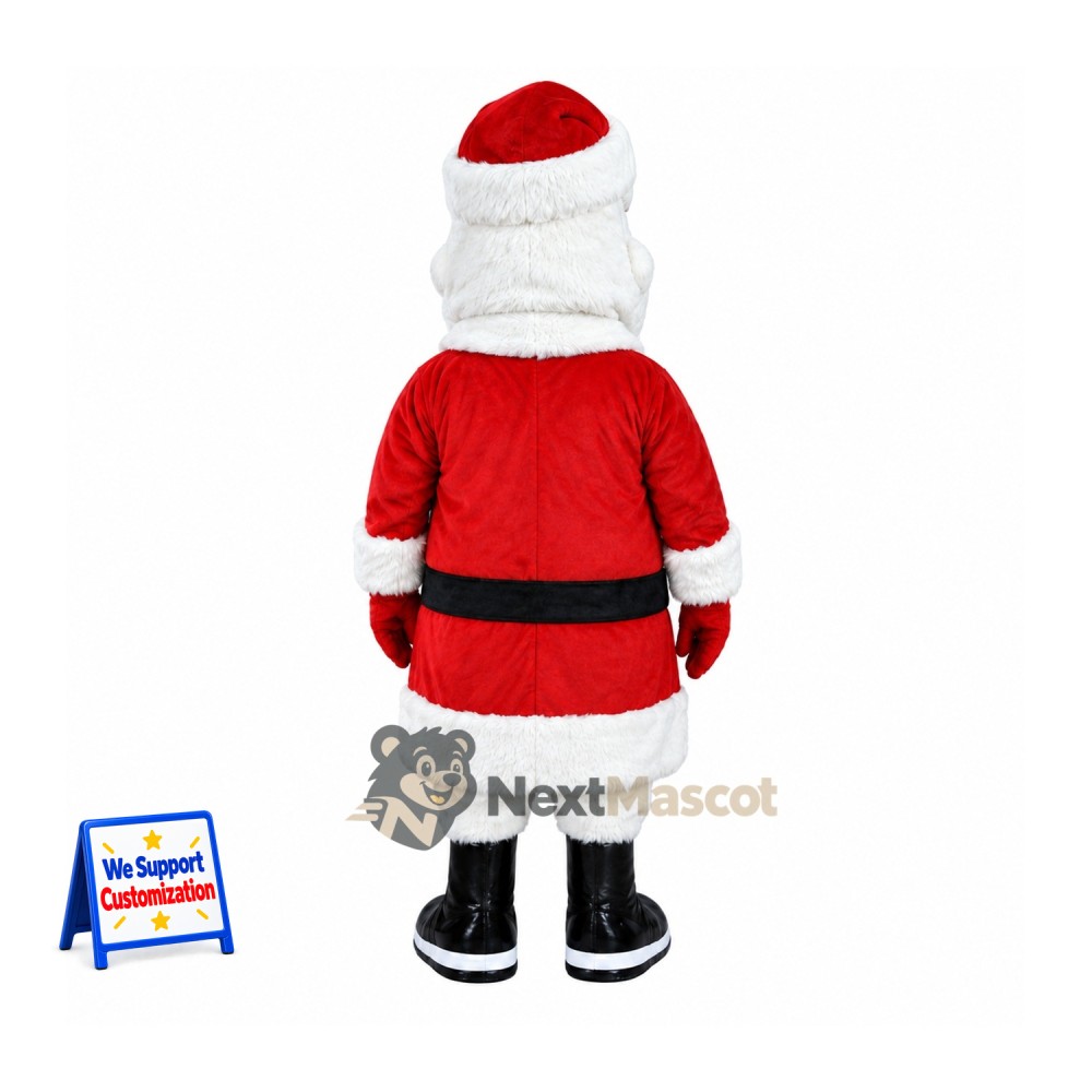 Santa Claus Mascot Costume - Black Shoes and White Beard