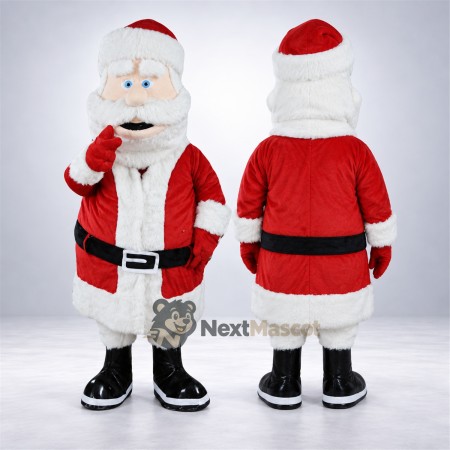 Santa Claus Mascot Costume - Black Shoes and White Beard
