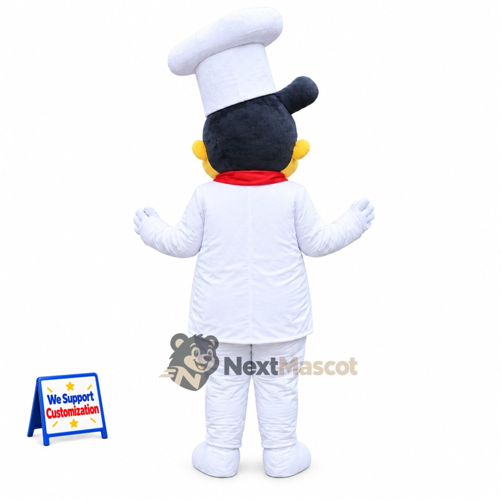 Chef Mascot Costume - White Mustache and Red Scarf Chef Mascot Costume - White Mustache and Red Scarf