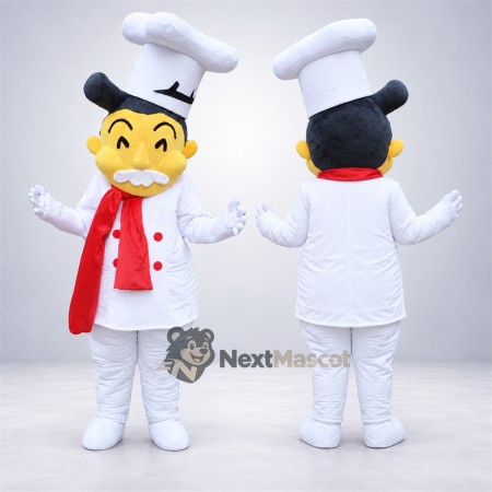 Chef Mascot Costume - White Mustache and Red Scarf Chef Mascot Costume - White Mustache and Red Scarf