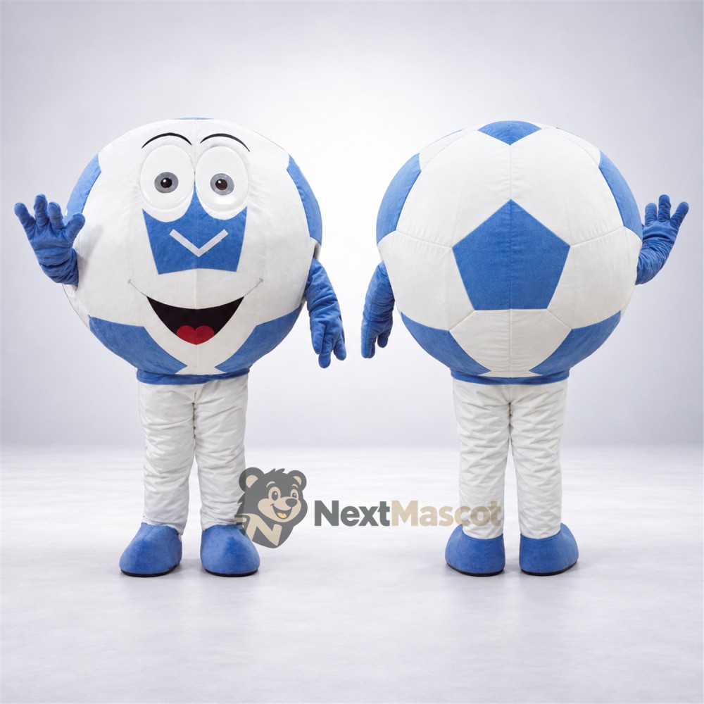 Soccer Ball Mascot Costume - Blue and White Soccer Ball Mascot Costume - Blue and White