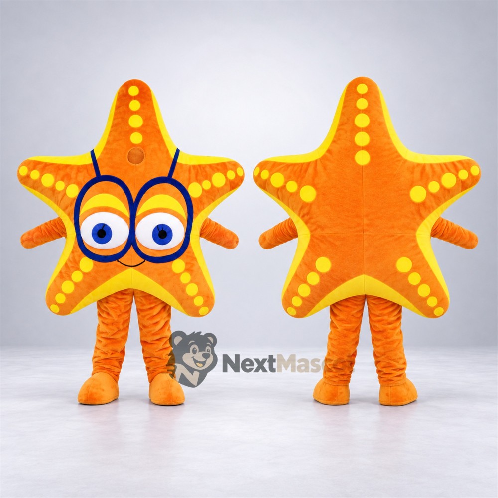 Starfish Mascot Costume - Orange, Glasses