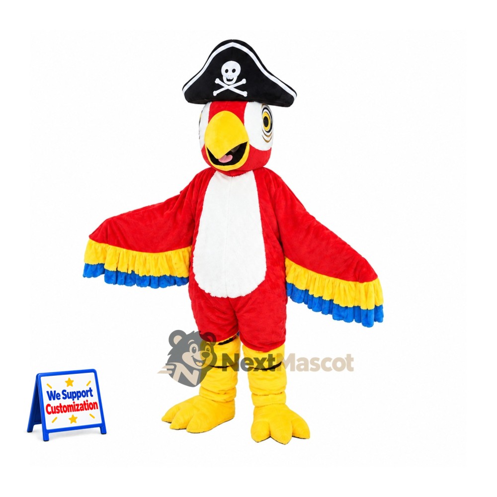 Parrot Mascot Costume - Pirate Style for Festivals Parrot Mascot Costume - Pirate Style for Festivals