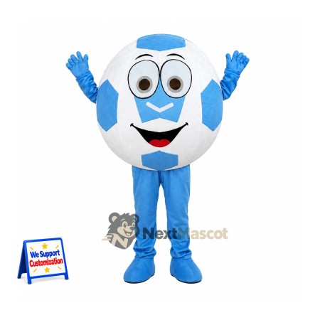 Soccer Ball Mascot Costume - Blue and White for Parades Soccer Ball Mascot Costume - Blue and White for Parades