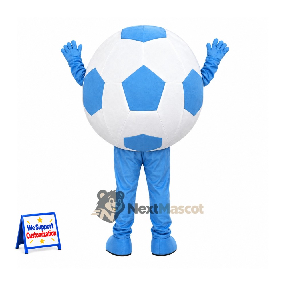 Soccer Ball Mascot Costume - Blue and White for Parades Soccer Ball Mascot Costume - Blue and White for Parades