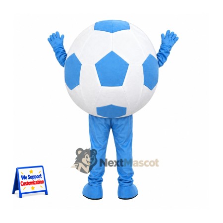 Soccer Ball Mascot Costume - Blue and White for Parades Soccer Ball Mascot Costume - Blue and White for Parades