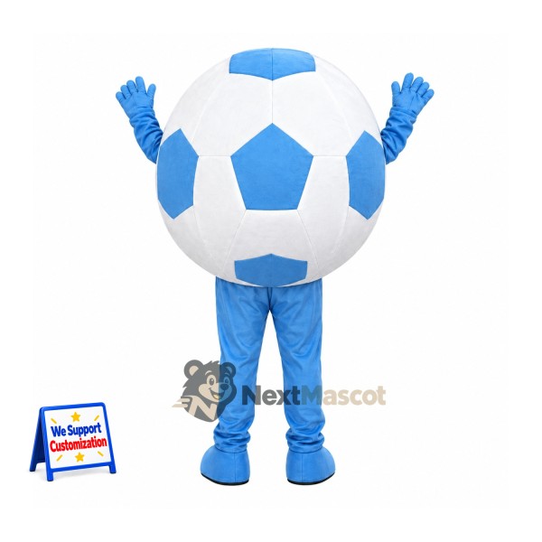 Soccer Ball Mascot Costume - Blue and White for Parades Soccer Ball Mascot Costume - Blue and White for Parades
