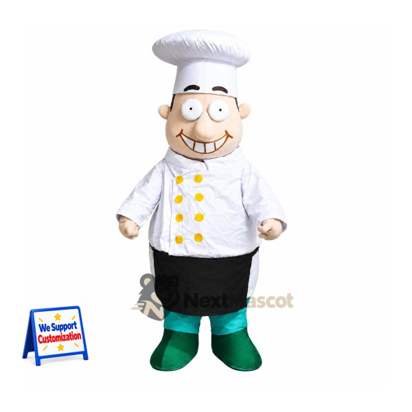 Chef Mascot Costume - White Hat and Green Boots