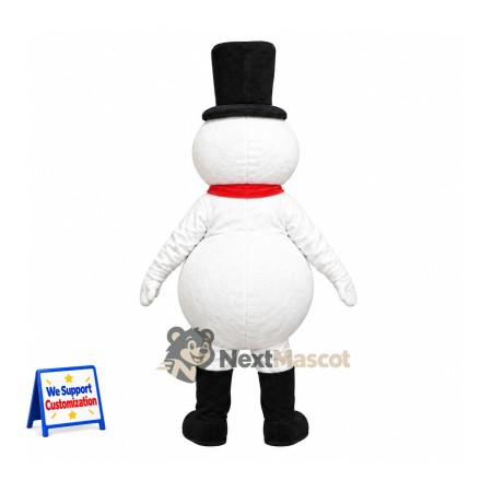 Snowman Mascot Costume - Black Hat for Holiday Shows Snowman Mascot Costume - Black Hat for Holiday Shows