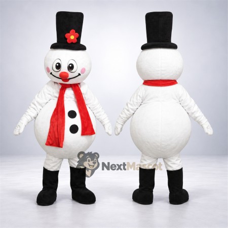Snowman Mascot Costume - Black Hat for Holiday Shows Snowman Mascot Costume - Black Hat for Holiday Shows
