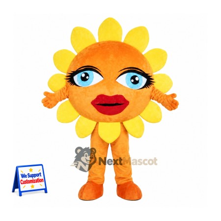 Sunflower Mascot Costume - Red Lips Sunflower Mascot Costume - Red Lips
