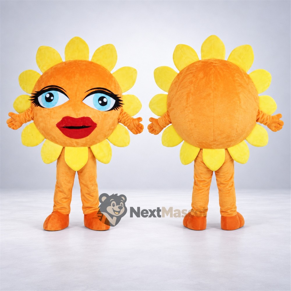 Sunflower Mascot Costume - Red Lips Sunflower Mascot Costume - Red Lips