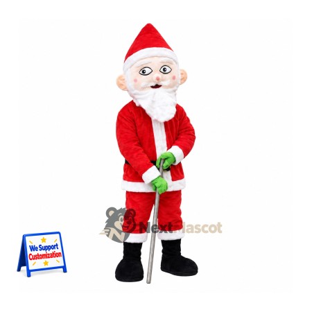 Santa Claus Mascot Costume - Green Gloves and Curled Mustache Santa Claus Mascot Costume - Green Gloves and Curled Mustache