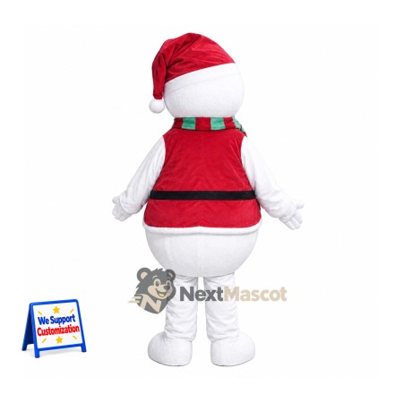 Snowman Mascot Costume - Red Vest for Christmas Parties Snowman Mascot Costume - Red Vest for Christmas Parties