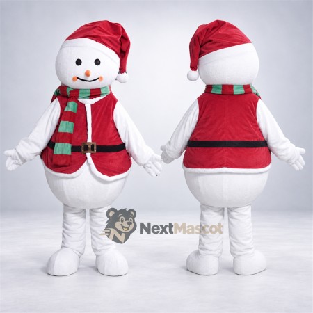 Snowman Mascot Costume - Red Vest for Christmas Parties Snowman Mascot Costume - Red Vest for Christmas Parties