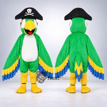 Parrot Mascot Costume - Green, Pirate Style Parrot Mascot Costume - Green, Pirate Style