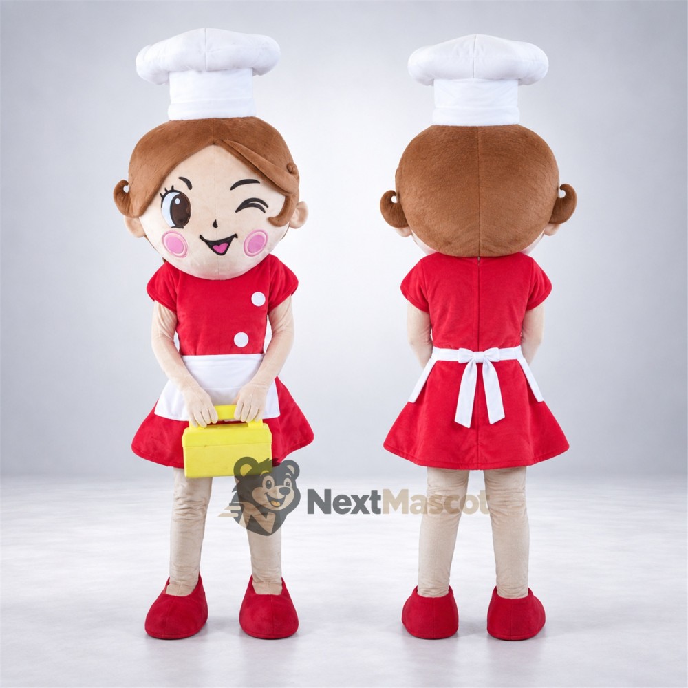 Female Chef Mascot Costume - Red Dress Female Chef Mascot Costume - Red Dress