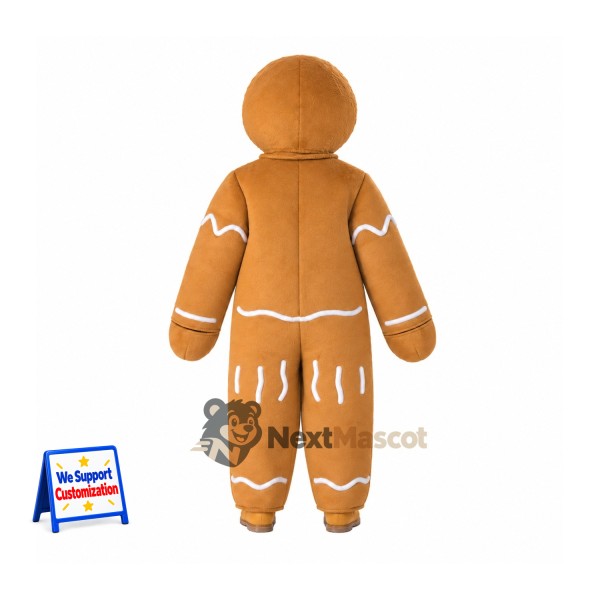 Gingerbread Man Mascot Costume - White Icing Bow Tie Gingerbread Man Mascot Costume - White Icing Bow Tie