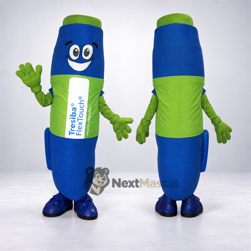 Bottle Mascot Costume - Blue and Green Bottle Mascot Costume - Blue and Green