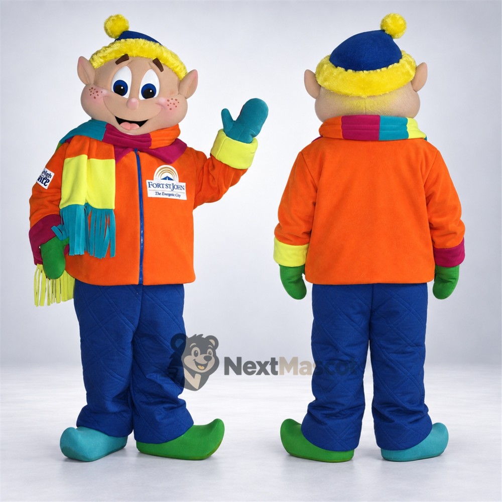 Christmas Elf Mascot Costume - Orange Jacket Christmas Elf Mascot Costume - Orange Jacket