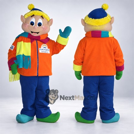 Christmas Elf Mascot Costume - Orange Jacket Christmas Elf Mascot Costume - Orange Jacket