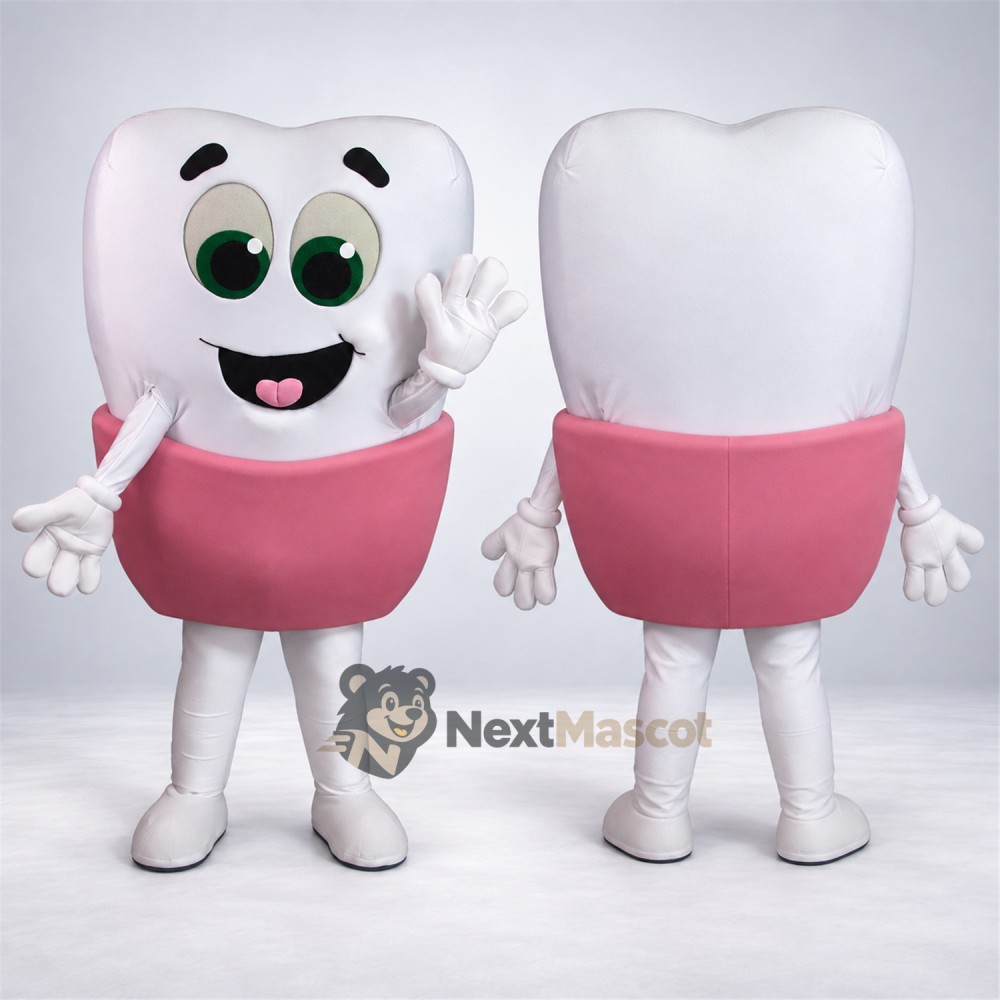 Tooth Mascot Costume - Pink Cup Tooth Mascot Costume - Pink Cup