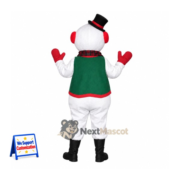 Snowman Mascot Costume - Plaid Vest Snowman Mascot Costume - Plaid Vest
