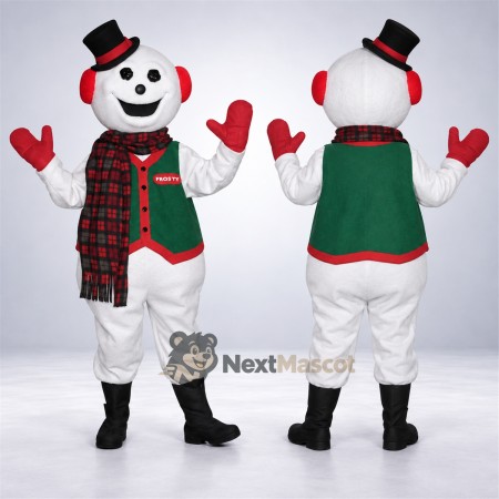 Snowman Mascot Costume - Plaid Vest Snowman Mascot Costume - Plaid Vest
