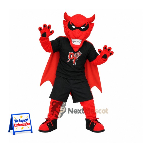 Devil Mascot Costume - Red, Black Uniform
