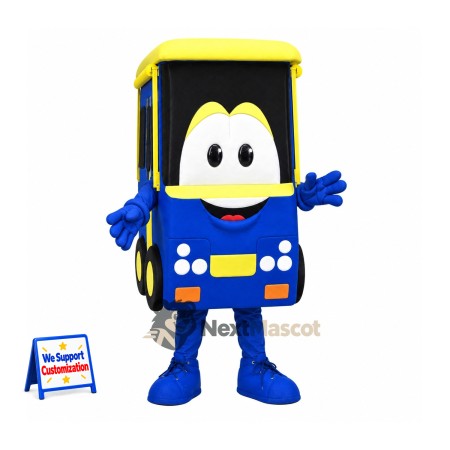 Bus Mascot Costume - Blue Bus Mascot Costume - Blue