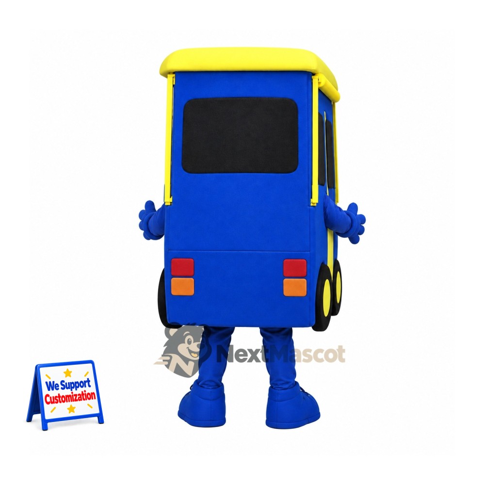 Bus Mascot Costume - Blue Bus Mascot Costume - Blue