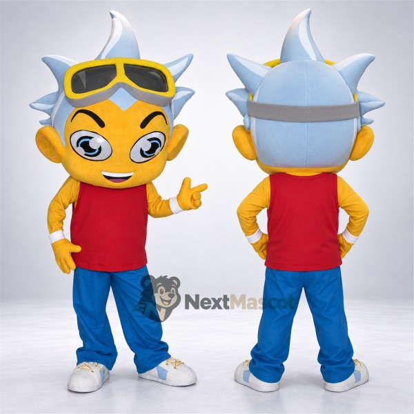 Boy Mascot Costume - Silver Hair, Goggles
