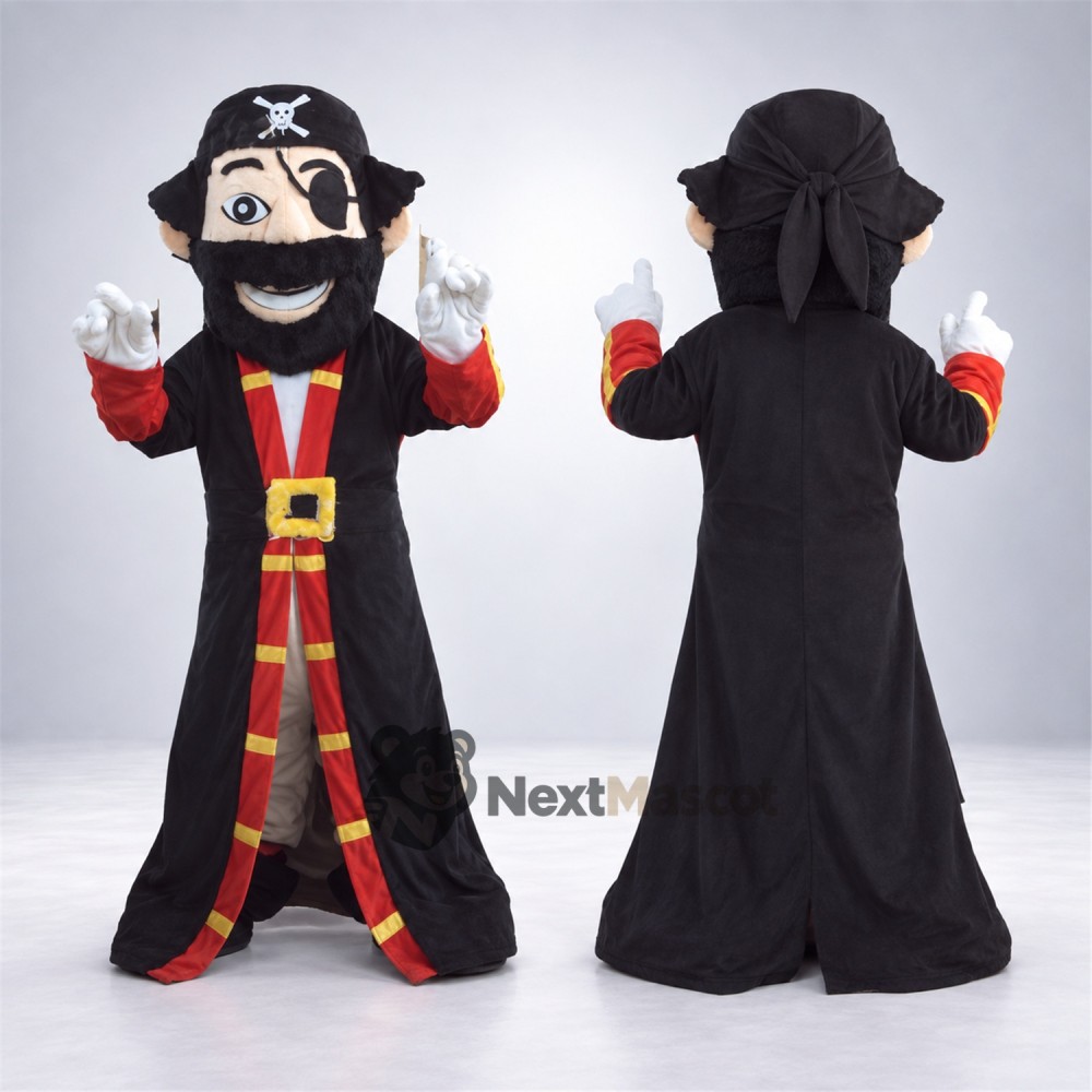 Pirate Captain Mascot Costume - Black Coat Pirate Captain Mascot Costume - Black Coat