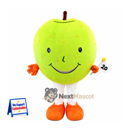 Apple Mascot Costume - Green, Orange Hands and Shoes
