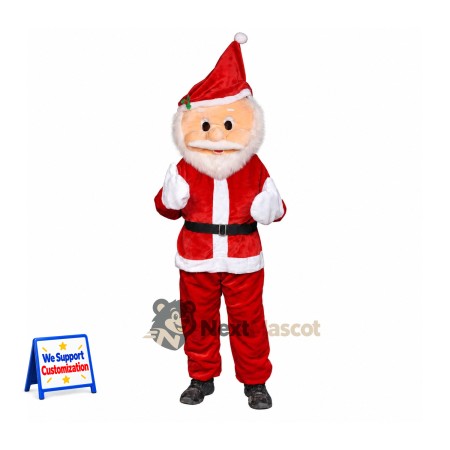 Santa Claus Mascot Costume - Short White Beard Santa Claus Mascot Costume - Short White Beard