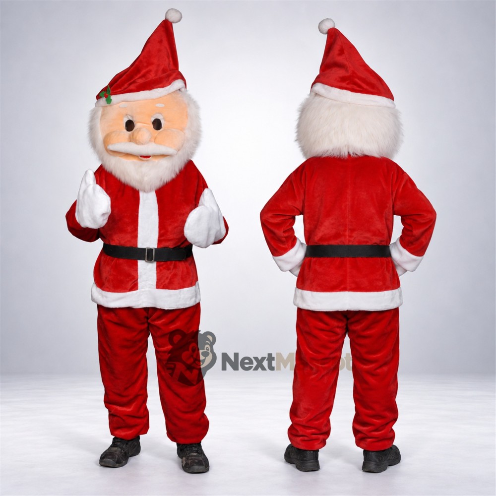 Santa Claus Mascot Costume - Short White Beard Santa Claus Mascot Costume - Short White Beard
