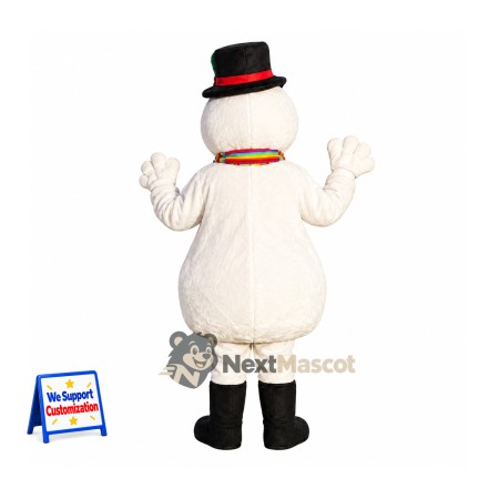 Snowman Mascot Costume - Striped Scarf Snowman Mascot Costume - Striped Scarf