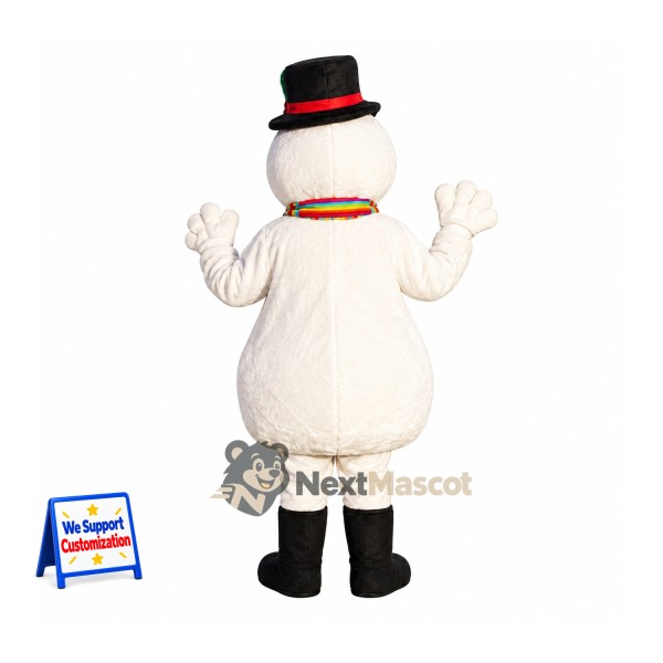 Snowman Mascot Costume - Striped Scarf Snowman Mascot Costume - Striped Scarf