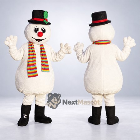Snowman Mascot Costume - Striped Scarf Snowman Mascot Costume - Striped Scarf