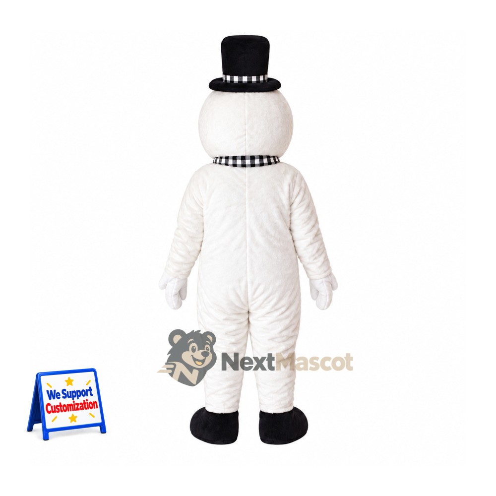 Snowman Mascot Costume - Checkered Scarf Snowman Mascot Costume - Checkered Scarf