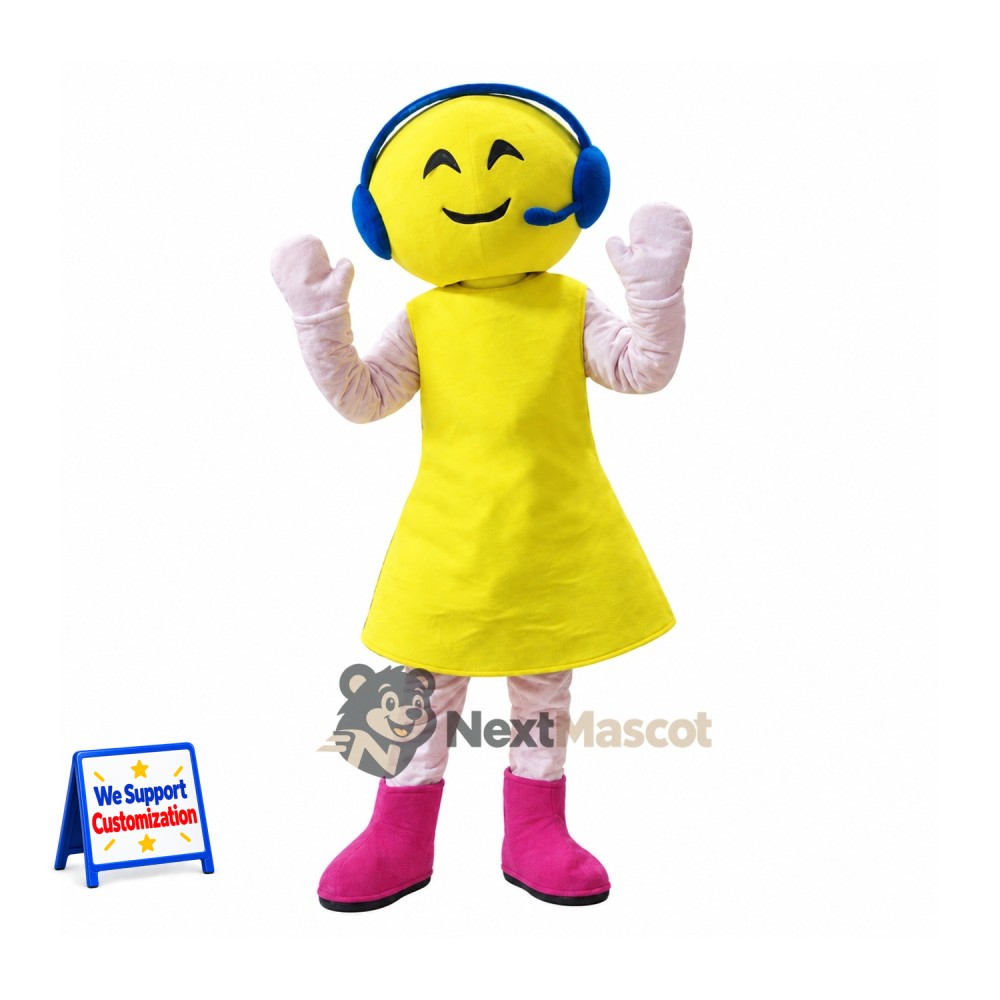 Emoji Mascot Costume - Yellow, Dress Emoji Mascot Costume - Yellow, Dress